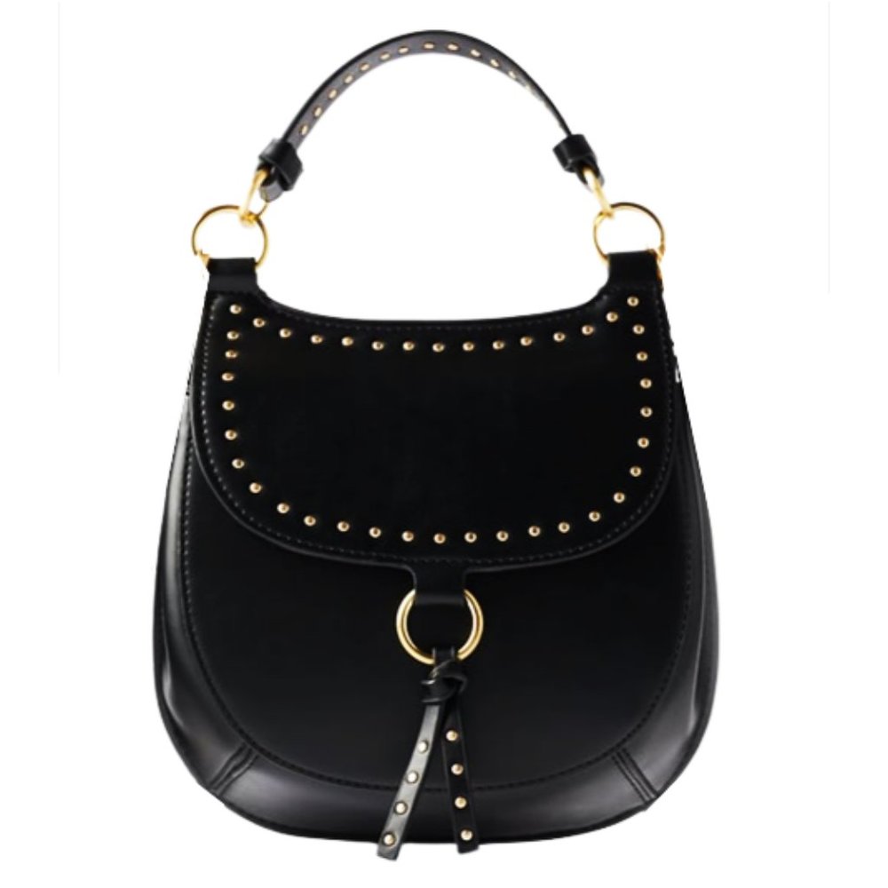 Zara Gold Studded Saddle Equestrian Crossbody Mini Handbag